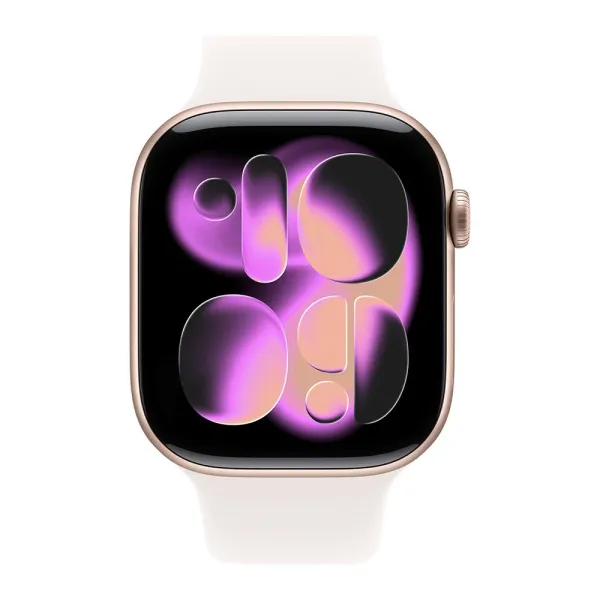 Apple Watch Series 11 46mm Aluminum Rose Gold Case Light Blush Sport Band S/M